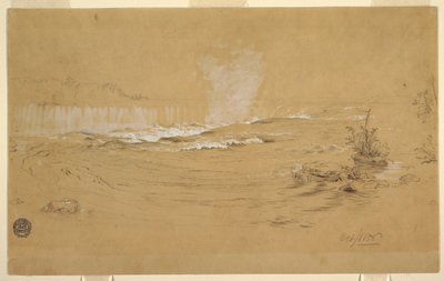 Dibujo, Niágara: Las cataratas canadienses y la Isla de las Cabras, octubre de 1856 de Frederic Edwin Church