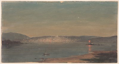 Dibujo, Vista nocturna de un puerto marítimo, probablemente 1868-69 de Frederic Edwin Church