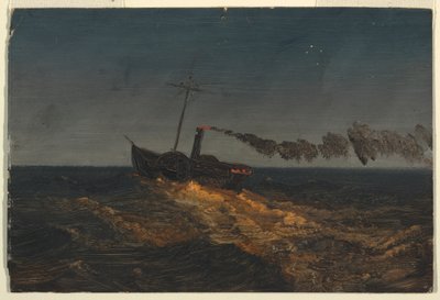 Dibujo, Barco de vapor a paletas al atardecer, ca. 1853 de Frederic Edwin Church