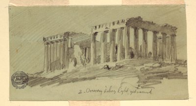Dibujo, Partenón, Atenas desde el sureste, abril de 1869 de Frederic Edwin Church