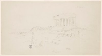 Dibujo, Partenón y Erecteión, Atenas, abril de 1869 de Frederic Edwin Church