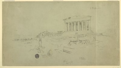 Dibujo, Partenón y Erecteión, Atenas, abril de 1869 de Frederic Edwin Church