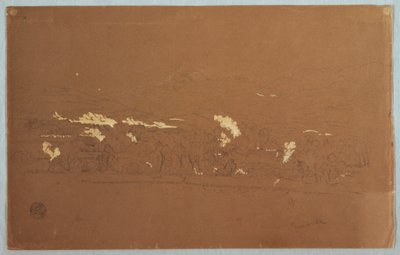 Dibujo, Vista parcial de Guaranda, Ecuador, 3 de junio de 1857 de Frederic Edwin Church