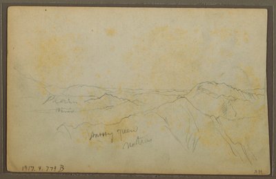 Dibujo, Popayán, Colombia; Verso: Paisaje montañoso, Colombia, 9 de agosto de 1853. de Frederic Edwin Church