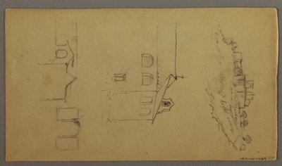 Dibujo, Anverso: En blanco; Verso: Fortree on Hilltop, Two c, Gateway, posiblemente 1868-69 de Frederic Edwin Church