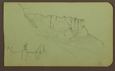 Dibujo, Pared rocosa, Pilastra; Verso: Paisaje montañoso, Figuras, 1883 de Frederic Edwin Church