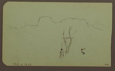 Dibujo, Pared rocosa, Pilastra; Verso: Paisaje montañoso, Figuras, 1883 de Frederic Edwin Church