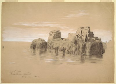 Dibujo, Rocas en la costa, Isla de Grand Manan, Canadá, 2 de septiembre de 1851 de Frederic Edwin Church