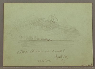 Dibujo, Rocas frente a la costa, Acantilados rocosos junto a la costa, abril de 1869 de Frederic Edwin Church