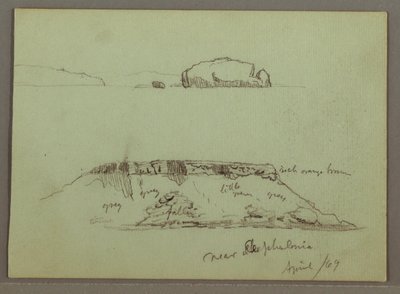 Dibujo, Rocas frente a la costa, Acantilados rocosos junto a la costa, abril de 1869 de Frederic Edwin Church