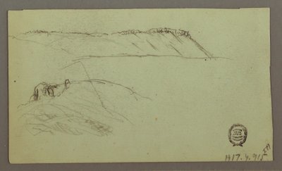Dibujo, Ruinas rodeadas de muros, tiendas, dos estudios de figuras, 28 de abril de 1868 de Frederic Edwin Church