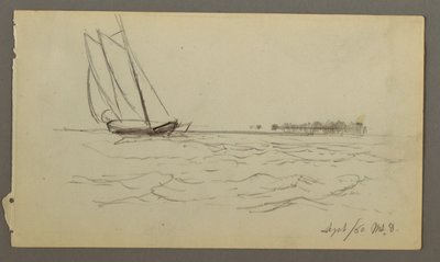Dibujo, Velero surcando las olas, 1860 de Frederic Edwin Church