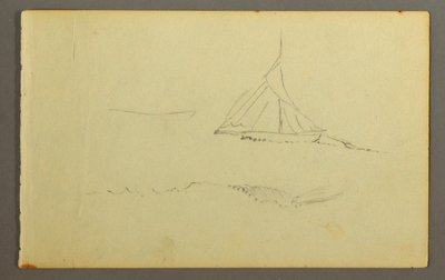 Dibujo, Velero visto desde babor, 1845 de Frederic Edwin Church