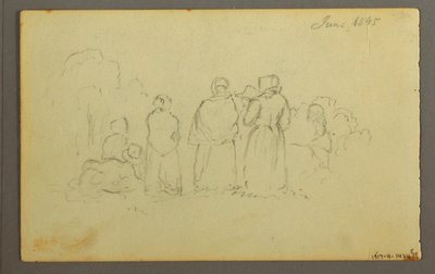 Dibujo, Velero visto desde babor, 1845 de Frederic Edwin Church