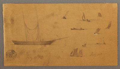 Dibujo, Estudios sobre veleros, 12-13 de julio de 1859 de Frederic Edwin Church