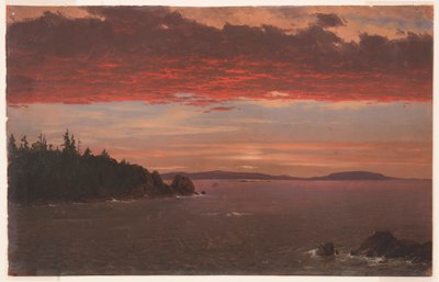 Dibujo, Península de Schoodic desde el Monte Desierto al amanecer, 1850-55 de Frederic Edwin Church