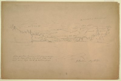 Dibujo, Orilla del lago y estribaciones del monte Katahdin, 29 de agosto de 1856 de Frederic Edwin Church