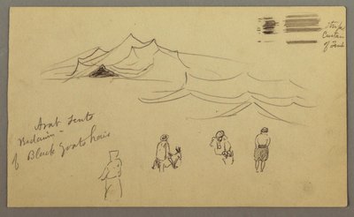 Dibujo, Bocetos. Tiendas. Beduino., posiblemente 1868, febrero (probablemente) de Frederic Edwin Church