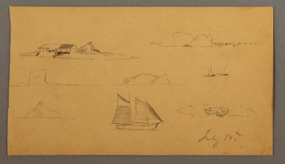 Dibujo, Bocetos del Labrador, posiblemente 14 de julio de 1859 de Frederic Edwin Church