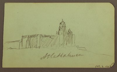 Dibujo, Bocetos de Patzcuaro; Verso: Iglesia,Atlatahuca, 1883 de Frederic Edwin Church