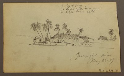 Dibujo, Cielo sobre el mar; Verso: Orilla del Guayas cerca de Guayaquil, Ecuador, 29 de mayo de 1857. de Frederic Edwin Church