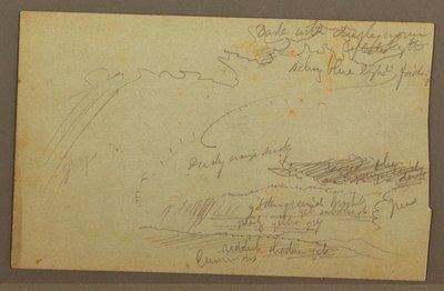 Dibujo, Estudio del cielo, crestas montañosas, arco iris, década de 1860 de Frederic Edwin Church