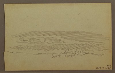 Dibujo, Estudio del cielo, crestas montañosas, arco iris, década de 1860 de Frederic Edwin Church