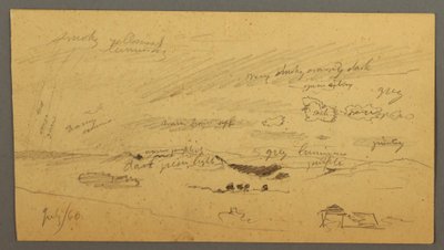 Dibujo, Estudio del cielo sobre cresta y arco iris, julio de 1866 de Frederic Edwin Church