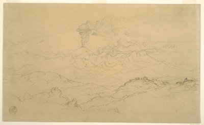 Dibujo, Humo saliendo del volcán Cotopaxi, Ecuador, 1857 de Frederic Edwin Church