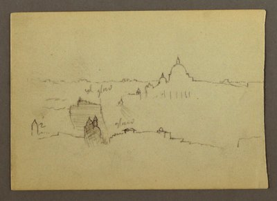 Dibujo, Basílica de San Pedro vista desde el norte contra las colinas y el horizonte de Roma, enero de 1869 de Frederic Edwin Church