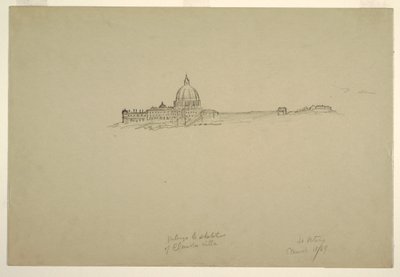 Dibujo, San Pedro y el Palacio Vaticano desde el noreste, 18 de marzo de 1869 de Frederic Edwin Church