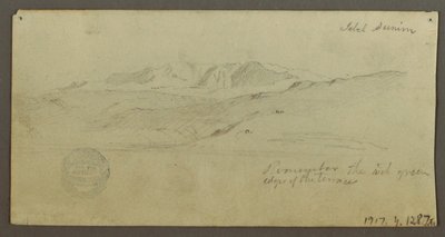 Dibujo, Casa señorial, Figura a caballo, Camello, Estudios arquitectónicos, Palmera, posiblemente 1868 de Frederic Edwin Church