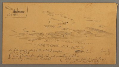 Dibujo, Barco de vapor, estudio del cielo, 30 de junio de 1866 de Frederic Edwin Church