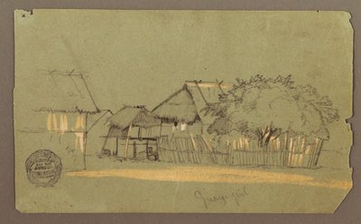 Dibujo, Calle con casas, Guayaquil, Ecuador, mayo de 1857 de Frederic Edwin Church