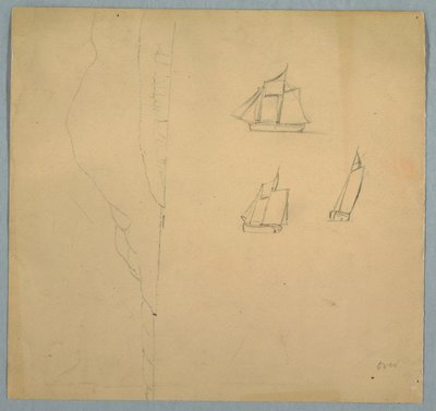 Dibujo, Estudios de paisaje y barcos, 1850-51 de Frederic Edwin Church