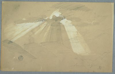 Dibujo, Sol brillando entre las nubes, Jamaica, julio de 1865 de Frederic Edwin Church