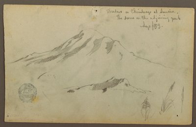 Dibujo, Amanecer en el monte Chimborazo y tres detalles de la hierba, septiembre de 1853 de Frederic Edwin Church