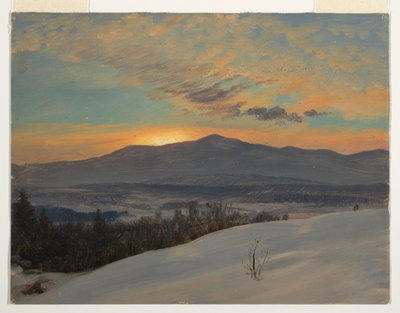Dibujo, Puesta de sol en el valle del Hudson, invierno, 1870-80 de Frederic Edwin Church