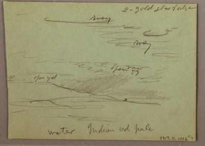 Dibujo, puesta de sol, niño comiendo, 22 de diciembre de 1870 de Frederic Edwin Church
