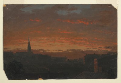 Dibujo, Puesta de sol en Hudson, Nueva York, ca. 1860 de Frederic Edwin Church