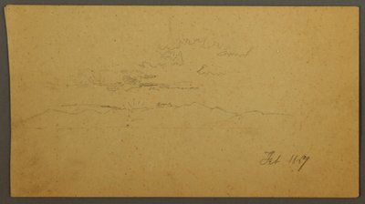 Dibujo, Puesta de sol tras las colinas, febrero de 1867 de Frederic Edwin Church
