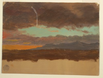 Dibujo, Puesta de sol sobre el valle de Hudson, 1865-75 de Frederic Edwin Church