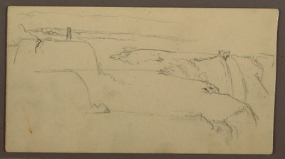 Dibujo, Puesta de sol sobre ribera con barco, 1858 de Frederic Edwin Church