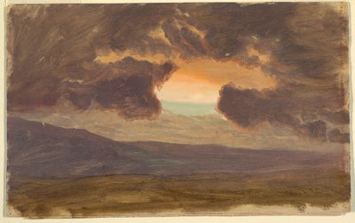 Dibujo, Puesta de sol sobre colinas desnudas, 1870-80 de Frederic Edwin Church