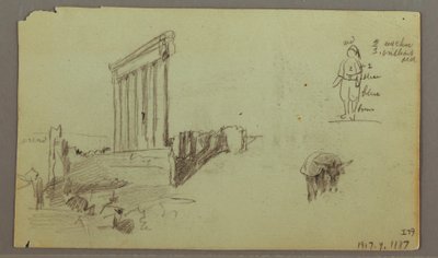Dibujo, Templo de Júpiter al amanecer, Baalbek, 7 de mayo de 1868 de Frederic Edwin Church