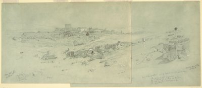 Dibujo, Templos por la mañana, Baalbek, 12 de mayo de 1868 de Frederic Edwin Church