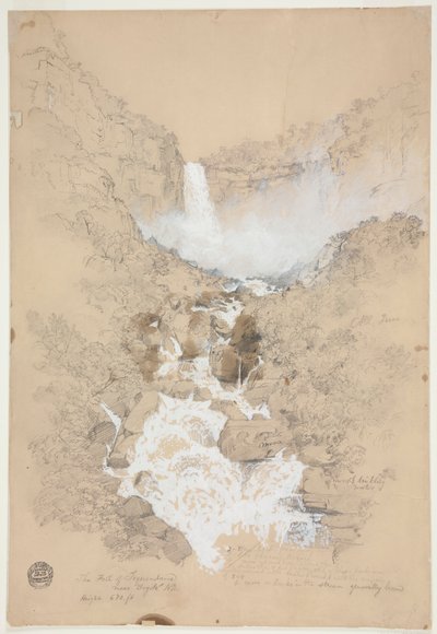 Dibujo, Salto del Tequendama cerca de Bogotá, Colombia, julio de 1853 de Frederic Edwin Church