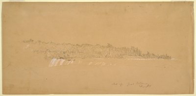 Dibujo, Terrapin Rocks amp; la parte oriental de Goat Island desde el banco canadiense, agosto de 1858. de Frederic Edwin Church