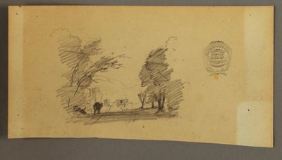Dibujo, Tres vacas en un camino en el bosque, ca. 1845 de Frederic Edwin Church