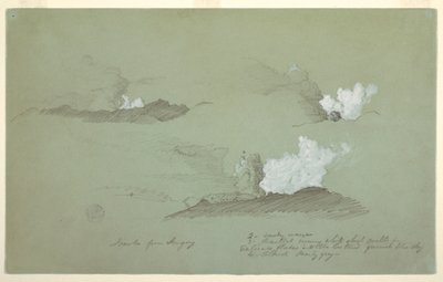 Dibujo, Tres estudios del volcán Sangay, julio de 1857 de Frederic Edwin Church